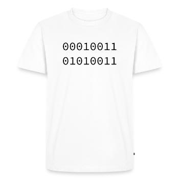 1983 Binaire - T-shirt Premium bio Homme - blanc - Devant - Nico (187cm)