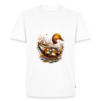 Minimalist Duck Illustration In Warm Autumnal - Men's Premium Organic T-Shirt - white - Front - Nico (187cm)