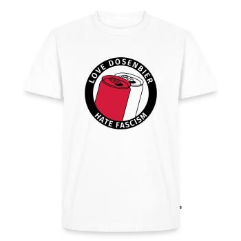 Love Dosenbier Hate Fascism Antifa Logo Humor - Männer Premium Bio T-Shirt - Weiß - Vorne - Nico (187cm)
