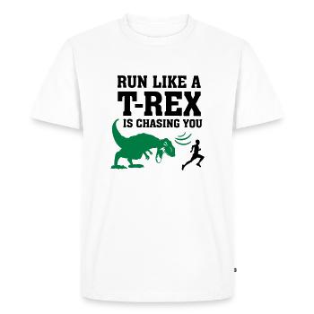 Run Like A T Rex Is Chasing You - Men's Premium Organic T-Shirt - white - Front - Nico (187cm)