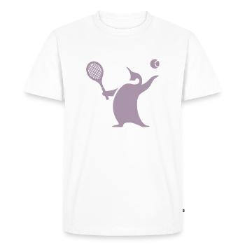 Pingouin Joueur de Tennis Silhouette Minimaliste - T-shirt Premium bio Homme - blanc - Devant - Nico (187cm)