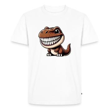 Drôle Dino T-Rex Laughing Personnage de dessin animé - T-shirt Premium bio Homme - blanc - Devant - Nico (187cm)
