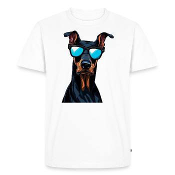 Doberman Wearing Sunglasses - Men's Premium Organic T-Shirt - white - Front - Nico (187cm)