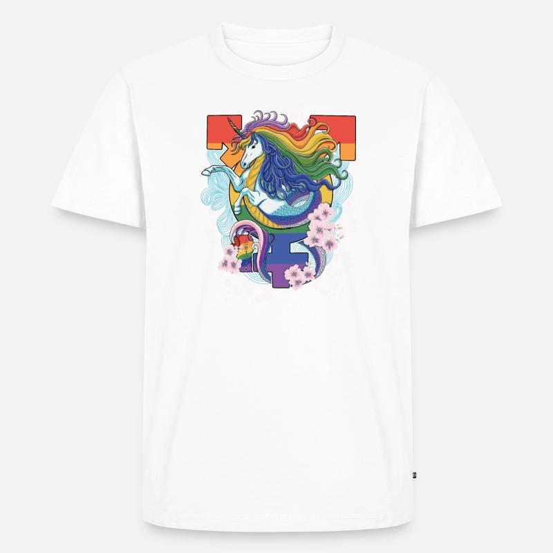 Pferd LGBT - Männer Premium Bio T-Shirt - Weiß