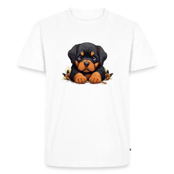 Mignon Rottweiler de dessin animé avec papillon - T-shirt Premium bio Homme - blanc - Devant - Nico (187cm)