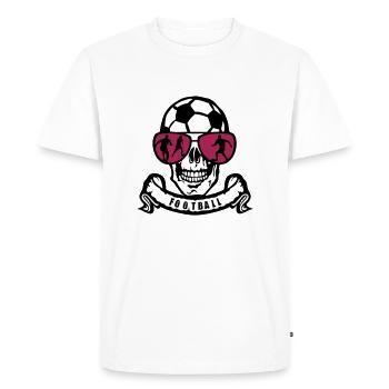 foot tete de mort skull lunette banderole ballon - T-shirt Premium bio Homme - blanc - Devant - Nico (187cm)
