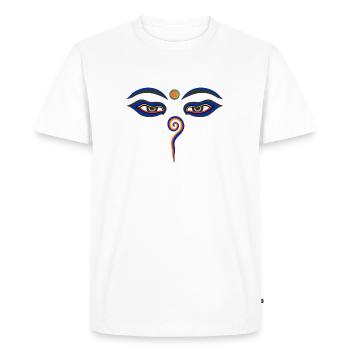 namaste Bouddha yeux - T-shirt Premium bio Homme - blanc - Devant - Nico (187cm)