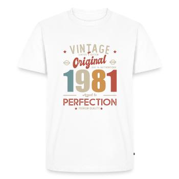 vintage original 1981 cadeau anniversaire - T-shirt Premium bio Homme - blanc - Devant - Nico (187cm)