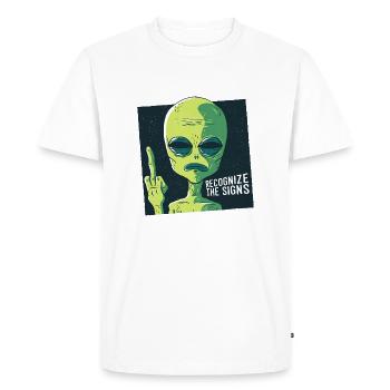 Recognize the signs. Finger Middle Finger Fuck You - Men's Premium Organic T-Shirt - white - Front - Nico (187cm)