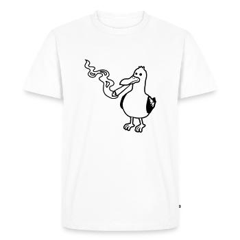 Mouette stoner fumante commune - T-shirt Premium bio Homme - blanc - Devant - Nico (187cm)