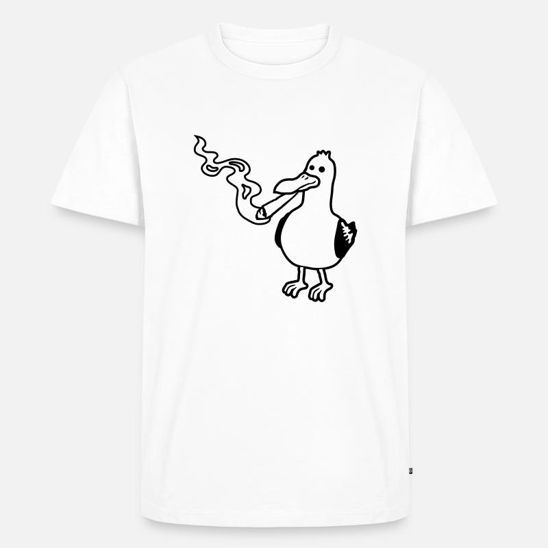 Joint rauchen Kiffer Möwe - Männer Premium Bio T-Shirt - Weiß