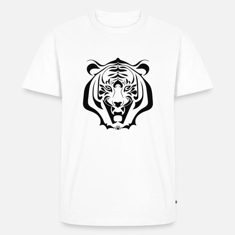 Tigerkopf - Männer Premium Bio T-Shirt - Weiß