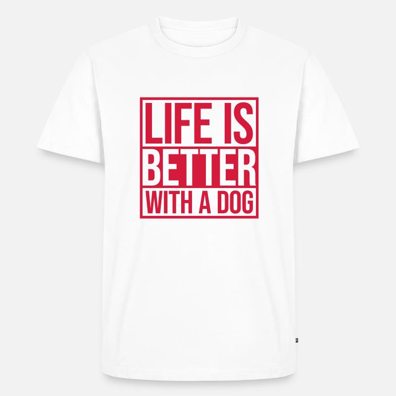 better with a dog - Männer Premium Bio T-Shirt - Weiß