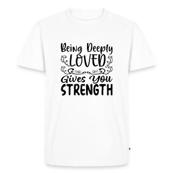 Être profondément amoureux vous donne de la force - T-shirt Premium bio Homme - blanc - Devant - Nico (187cm)