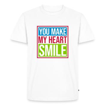 Faire sourire mon cœur - T-shirt Premium bio Homme - blanc - Devant - Nico (187cm)
