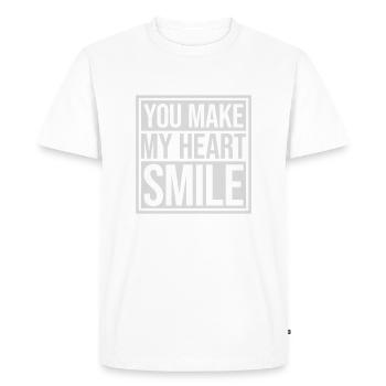 Faire sourire mon cœur - T-shirt Premium bio Homme - blanc - Devant - Nico (187cm)