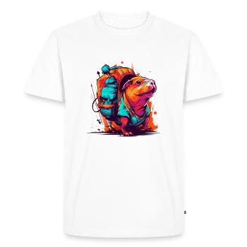 Mole rat fully on the move with backpack - Men's Premium Organic T-Shirt - white - Front - Nico (187cm)