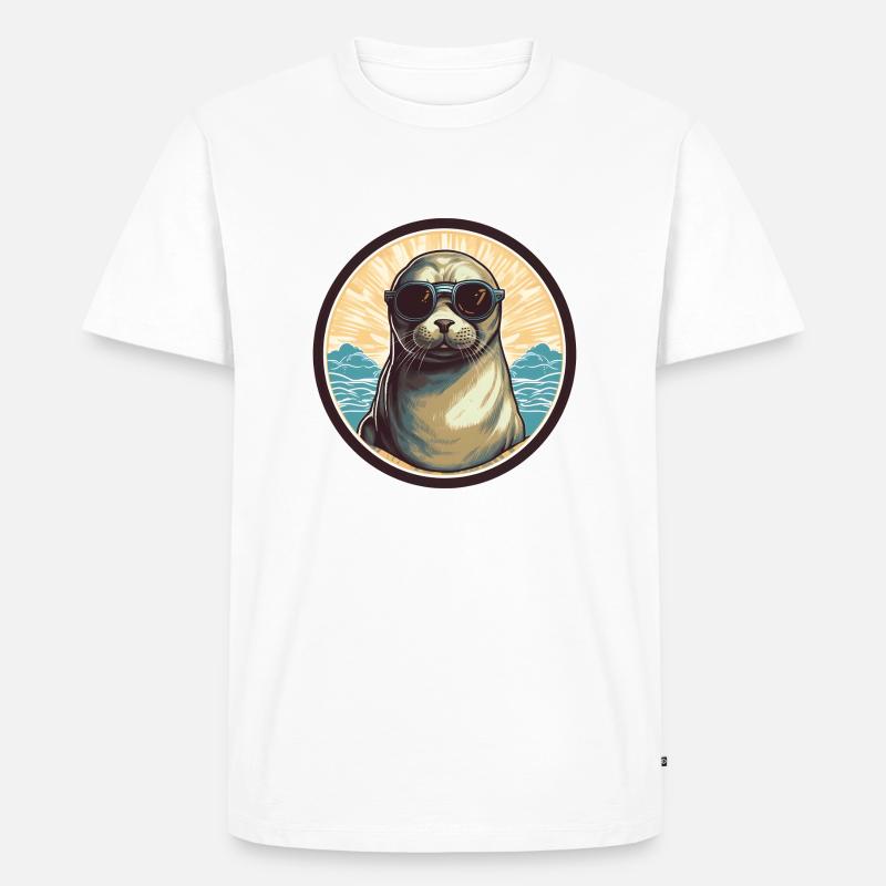 Süße Robbe - Männer Premium Bio T-Shirt - Weiß
