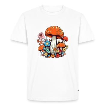 Fleurs et champignons - T-shirt Premium bio Homme - blanc - Devant - Nico (187cm)