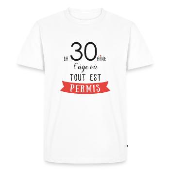 souhait07 - T-shirt Premium bio Homme - blanc - Devant - Nico (187cm)