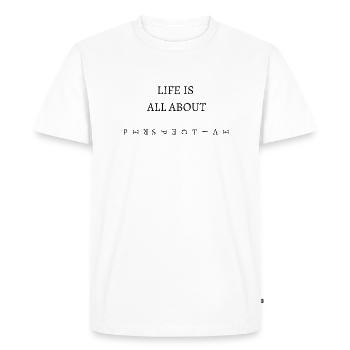 Dans la vie, tout est une question de perspective - T-shirt Premium bio Homme - blanc - Devant - Nico (187cm)