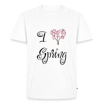 Printemps | Printemps | Arbre | Fleurs | Soleil - T-shirt Premium bio Homme - blanc - Devant - Nico (187cm)