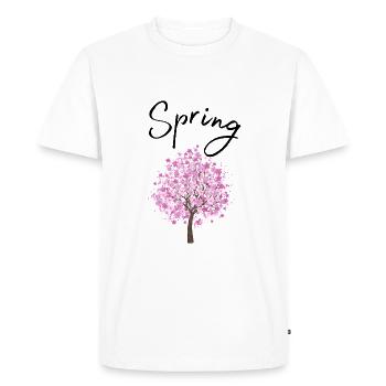 Printemps | Printemps | Arbre | Fleurs | Soleil - T-shirt Premium bio Homme - blanc - Devant - Nico (187cm)