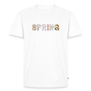 Printemps | Printemps | Arbre | Fleurs | Soleil - T-shirt Premium bio Homme - blanc - Devant - Nico (187cm)