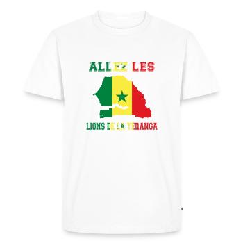 Allez Les Lions de la Teranga Maillot de Pied - T-shirt Premium bio Homme - blanc - Devant - Nico (187cm)