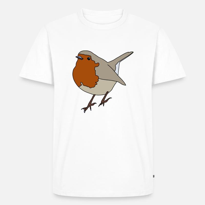 Rotkehlchen - Männer Premium Bio T-Shirt - Weiß