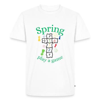 Printemps | Printemps | Jeu | S’amuser | Divertissement - T-shirt Premium bio Homme - blanc - Devant - Nico (187cm)