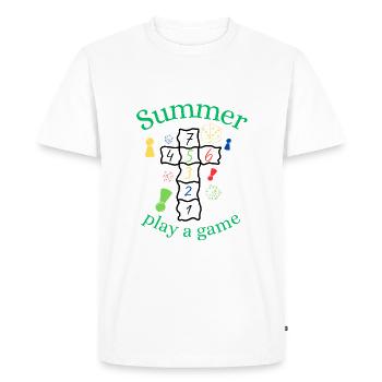 Été | Été | Arbre | Fleurs | Soleil - T-shirt Premium bio Homme - blanc - Devant - Nico (187cm)