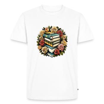 Roses livresques - T-shirt Premium bio Homme - blanc - Devant - Nico (187cm)
