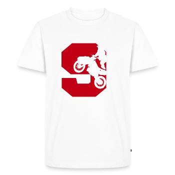 Moto 9 motard - T-shirt Premium bio Homme - blanc - Devant - Nico (187cm)