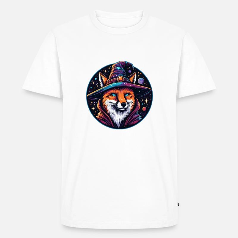 Fantasy Fox - Himmlischer Zauberer - Männer Premium Bio T-Shirt - Weiß
