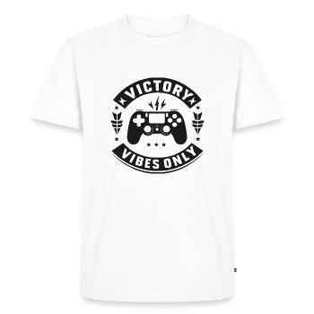 Victory Vibes Only - Men's Premium Organic T-Shirt - white - Front - Nico (187cm)
