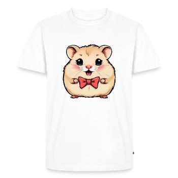 Charming Hamster in a Red Bow Tie - Men's Premium Organic T-Shirt - white - Front - Nico (187cm)