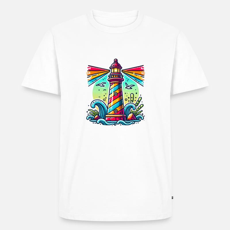 lighthouse - Männer Premium Bio T-Shirt - Weiß
