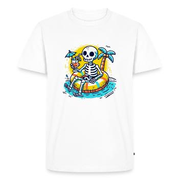 Skeleton with Float Rings – Fun Summer Design - Men's Premium Organic T-Shirt - white - Front - Nico (187cm)