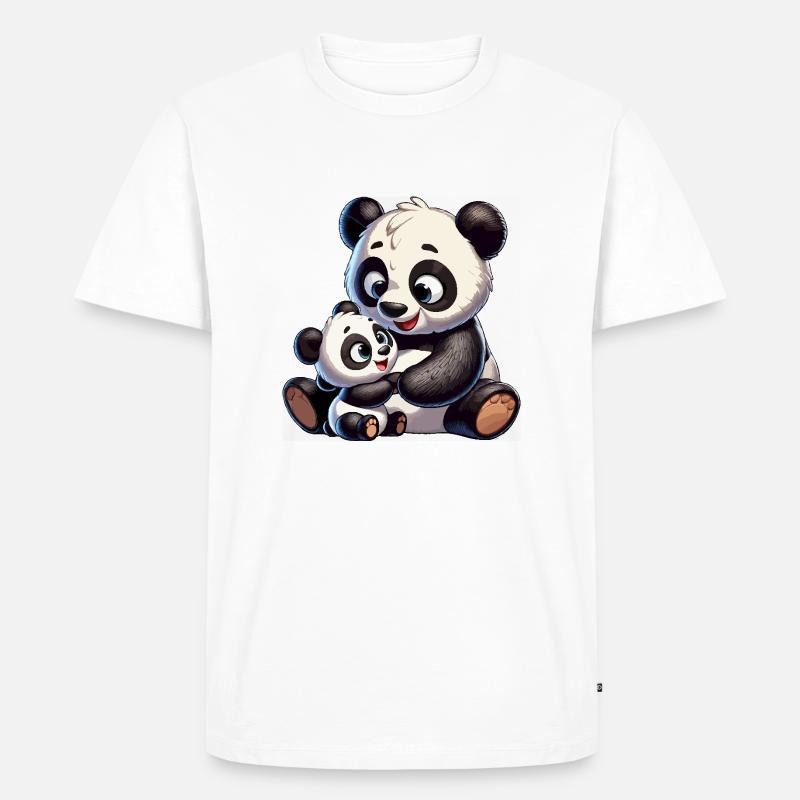 Panda-Mutter mit Kind - Männer Premium Bio T-Shirt - Weiß