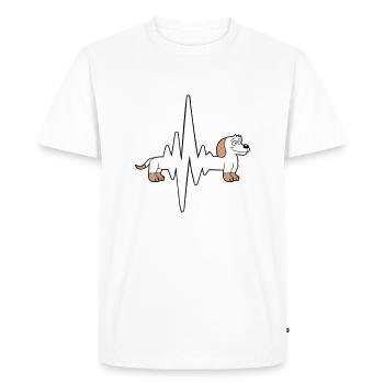 chien long teckel pouls fréquence cardiaque drôle - T-shirt Premium bio Homme - blanc - Devant - Nico (187cm)
