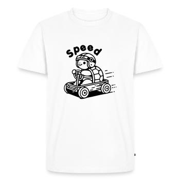 Turtle Racing a soapbox - "Speed" Design - Men's Premium Organic T-Shirt - white - Front - Nico (187cm)