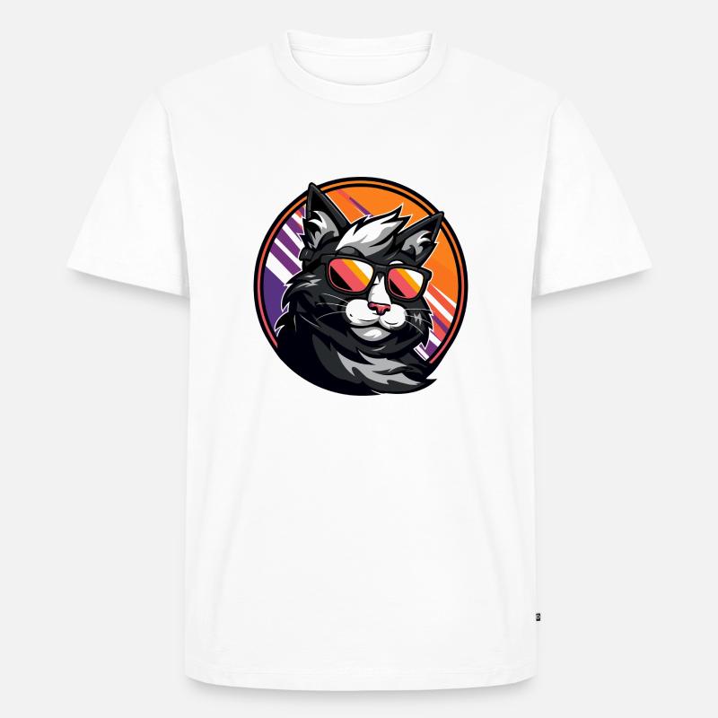 Katze Comic Cool - Männer Premium Bio T-Shirt - Weiß