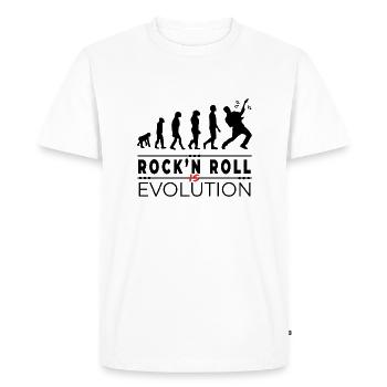 Rock'n Roll is evolution - Rock Humor Message - Men's Premium Organic T-Shirt - white - Front - Nico (187cm)