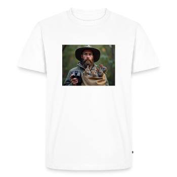 HUNTER RESCUES BROWN HARE BABIES - Men's Premium Organic T-Shirt - white - Front - Nico (187cm)