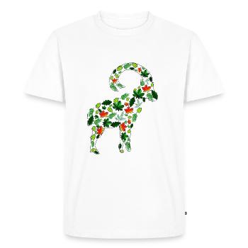 Bouquetin en feuilles - T-shirt Premium bio Homme - blanc - Devant - Nico (187cm)