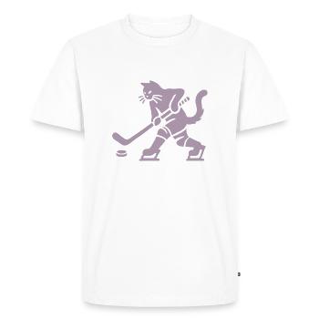 Katze Eishockey Minimalistisch Silhouette Spieler - Men's Premium Organic T-Shirt - white - Front - Nico (187cm)
