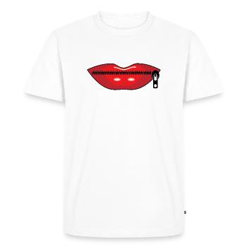 Mouth zipper - Men's Premium Organic T-Shirt - white - Front - Nico (187cm)