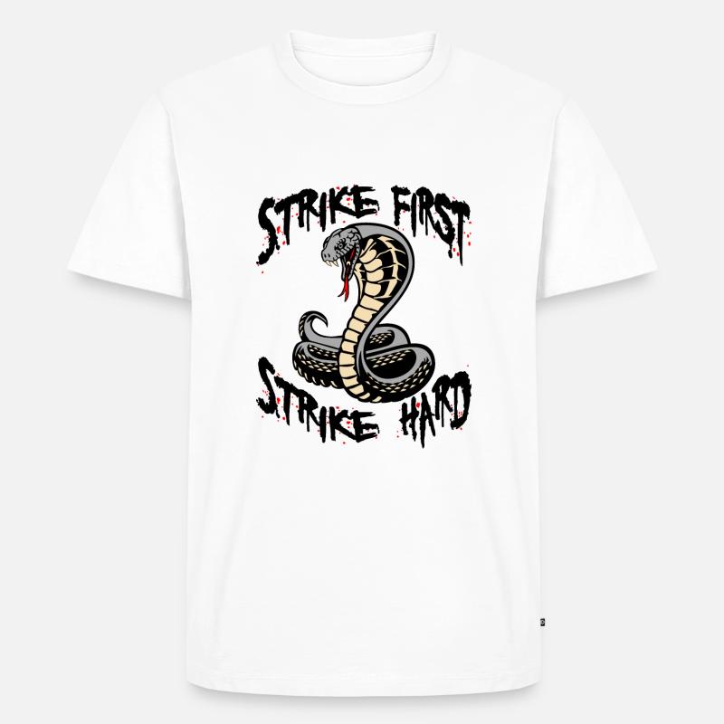 Cobra Strike First Strike Hard - Männer Premium Bio T-Shirt - Weiß