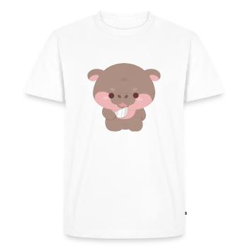 Fight Me Moo Deng Hippo - Men's Premium Organic T-Shirt - white - Front - Nico (187cm)